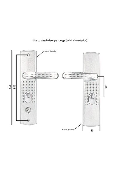 OEM Universal Handle with Plate, Standard Lock, Compatible with Metallic Door Kastilio, Baron, BestImp,
