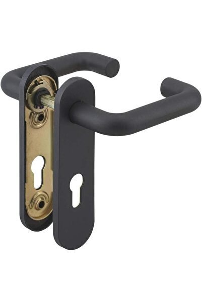 OEM Set mânere cu plăcuțe de protecție pentru încuietoare Thirard, oțel, negr...