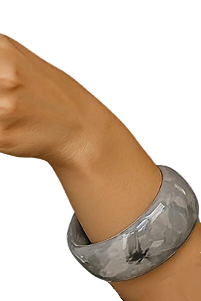 CAŞ DEKORASYON سوار من عظم الميكا السميك باللون الرمادي