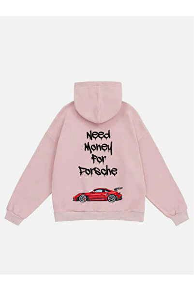 Mad&Calf Unisex Need Money for Printed Hooded Fleece Oversize Sweatshirt