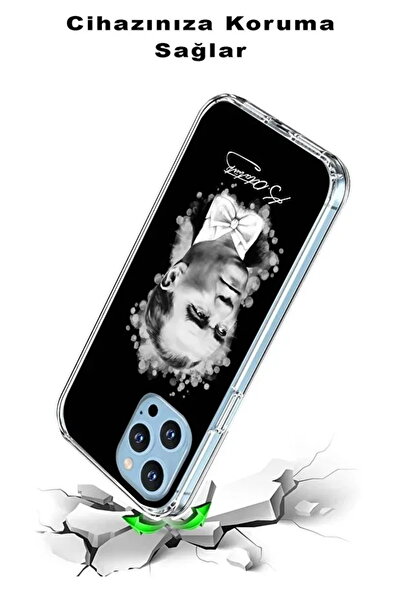 PrintiFy Samsung Galaxy A16 İle Uyumlu Atatürk Baskılı Kamera Korumalı Şeffaf Kılıf