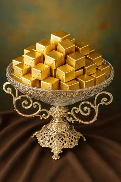 ALMASA Luxurious Kzastal dessert plate with silver base