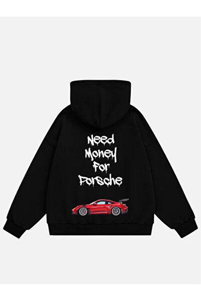 Mad&Calf Unisex Need Money For Φούτερ με κουκούλα με στάμπα, φλις, oversize