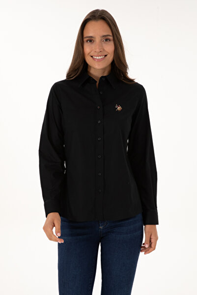U.S. Polo Assn. Cămașă neagră cu mânecă lungă basic pentru femei 50308038-VR046
