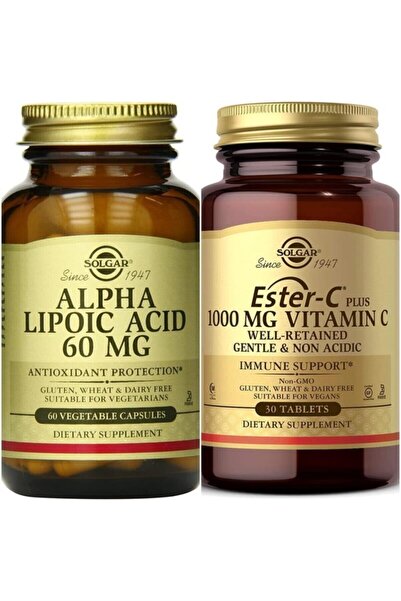 Solgar Alpha Lipoic Acid 60 Mg 60 Kapsül +Solgar Ester-C Plus 1000mg 30 Tablet