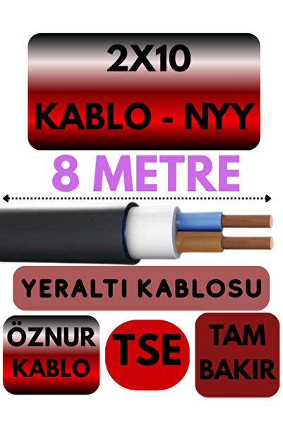 Avarson Öznur 2X10 NYY (Yeraltı Kablosu) Metre Seçenekli 8 METRE
