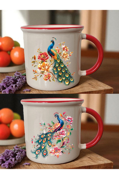 lili hediyelik كوبان على شكل طاووس مزين بالزهور مع فوهة حمراء - هدية عيد ميلا...