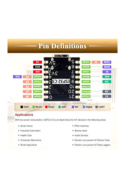 Generic لوحة تطوير ESP32-C3 صغيرة الحجم مزودة بتقنية WiFi وBluetooth