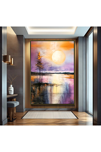 EMYA HOME Bronze Metal Framed Landscape Canvas Painting