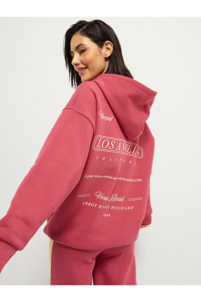 DobaKids Γυναικεία αθλητική φόρμα με κουκούλα με στάμπα καλιφόρνιας σε χρώμα κοραλί, φαρδιά γυναικεία αθλητική φόρμα