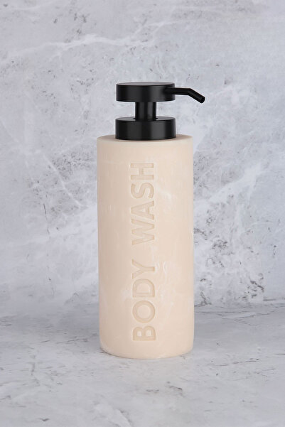 welcomein Body Wash Şişesi – Seramik Görünümlü, Siyah Pompalı Sıvı Sabun & Du...