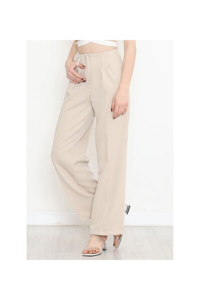 civetta Pleated Waist Palazzo Trousers Beige - 20856.683