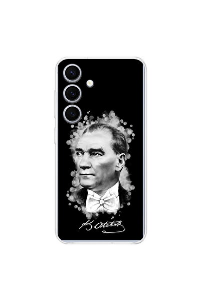 PrintiFy Samsung Galaxy S25 FE İle Uyumlu Atatürk Baskılı Kamera Korumalı Şeffaf Kılıf