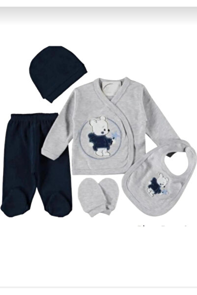 Baby Wings Star and Teddy Bear Embroidered Set of 5 Hospital Release
