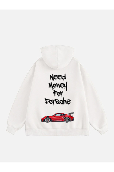 Mad&Calf Unisex Need Money for Printed Hooded Fleece Oversize Sweatshirt