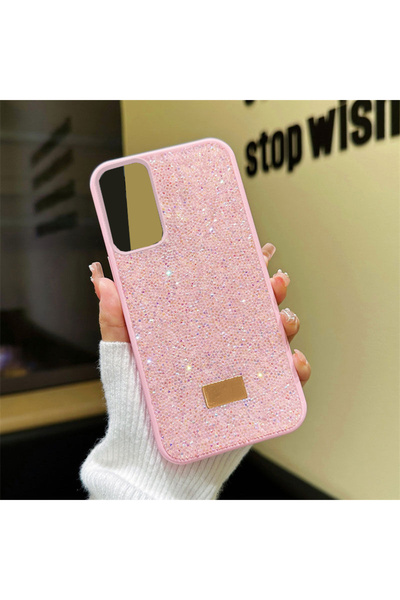 SUPPO Samsung Galaxy A21s Uyumlu Parlak Pırlanta Taşlı Elmas Işıltılı Lux Swr Kapak Kılıf Pembe