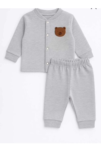 Baby Wings Lycra Double Baby Set with Front Snap Fasteners and Teddy Bear Emblem