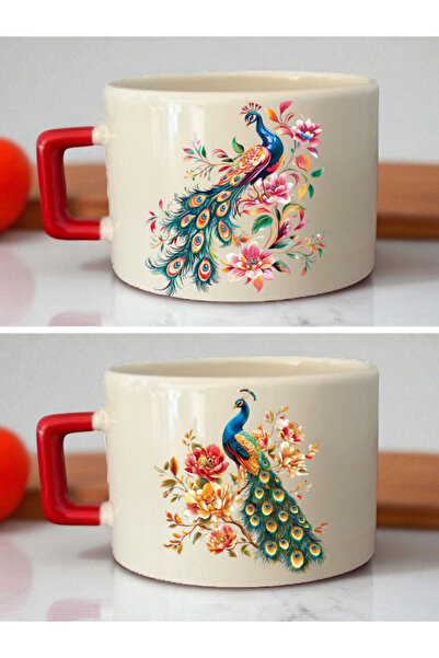 lili hediyelik طقم فناجين قهوة على شكل طاووس مزهر من قطعتين - هدية عيد ميلاد ...