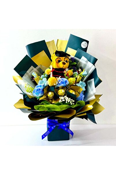 velve Buchet Graduate pentru absolvire, cu trandafiri si flori de cires, pral...