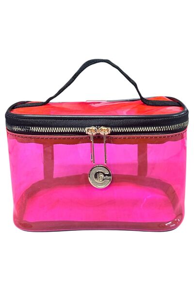 Ht Sağlık Transparent Large Wide Zipper Cosmetic Makeup and Travel Bag