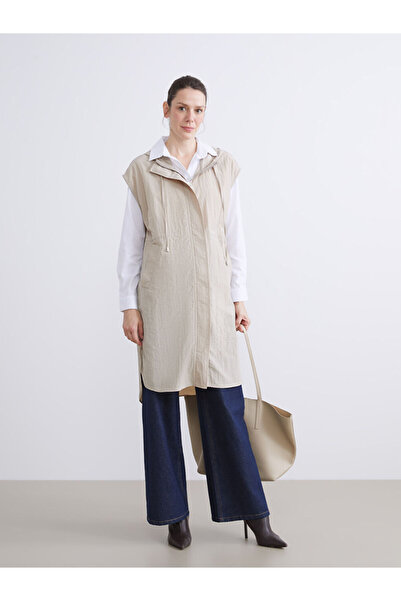 LC Waikiki Sparkling Choices from Shining Store | Hooded Poplin Oversized Women's Vest