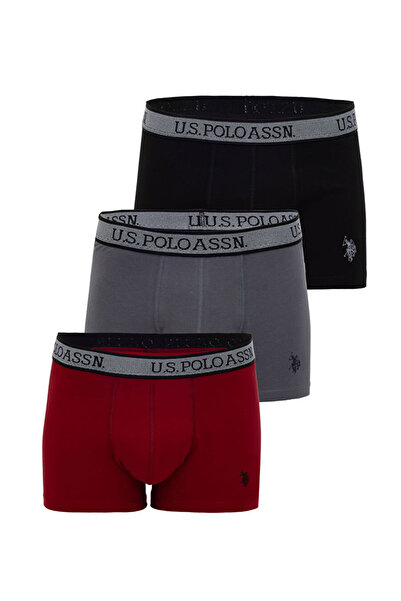 U.S. Polo Assn. Boxer pentru bărbați, cu licență USPA, negru - roșu claret - ...