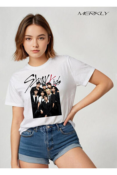 barsdepo Tricou Stray Kids cu imprimeu , supradimensionat Tricou alb unisex p...