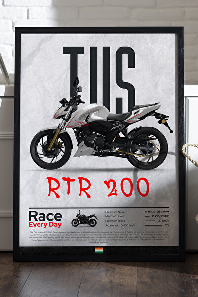 Duvarda TVS RTR 200 crni poster sa drvenim okvirom, dekorativna zidna slika m...