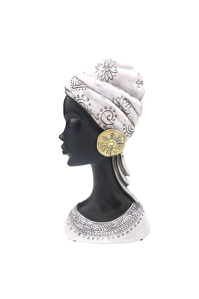 Toy Decoratiune din rasina Moyoko Africa, bust feminin cu esarfa si cercei su...