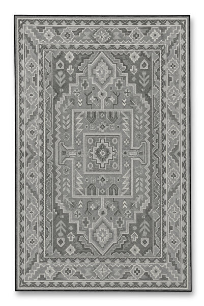 Rugs Modern Halı سجادة موسو ذات طابع رمادي ونقوش عرقية منسوجة بنمط قديم للديك...