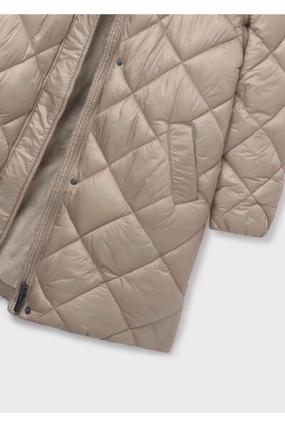 MAYORAL Kız Çocuk Dolgulu Yumuşak Tüylü Astarlı Uzun Kışlık Mont 7432 Krem