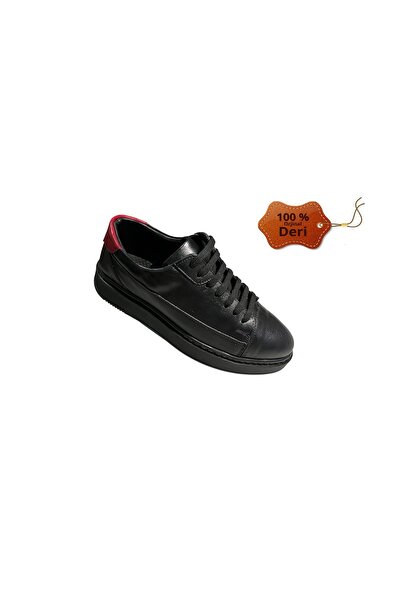 JS  Erkek % 100 Hakiki Deri , Sneaker Ortapedik Ayakkabı Casual Siyah