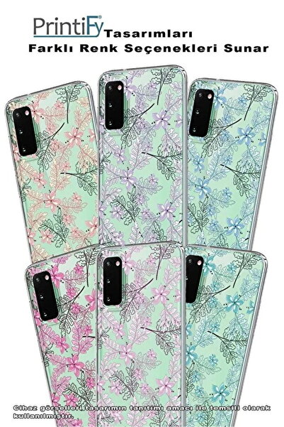 PrintiFy Tecno Camon 30 İle Uyumlu Floral Lila Baskılı Kamera Korumalı Şeffaf Kılıf