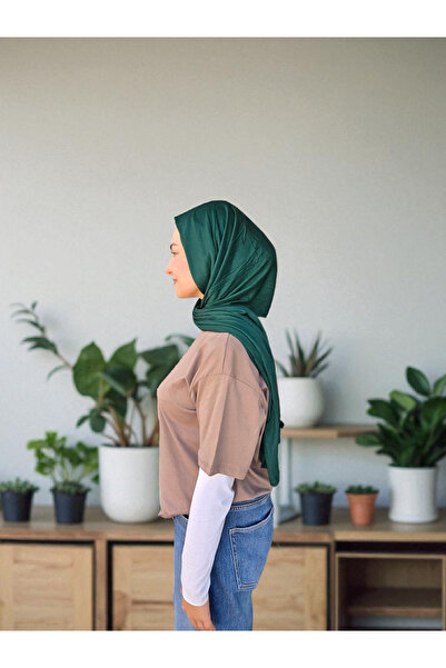 Nöşre Design شال قطن ممشط باللون الأخضر الزمردي