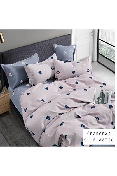 Patul Lenjerie Bumbac Finet cu 2 Fețe, Cearceaf elastic 140x200, 4 Piese