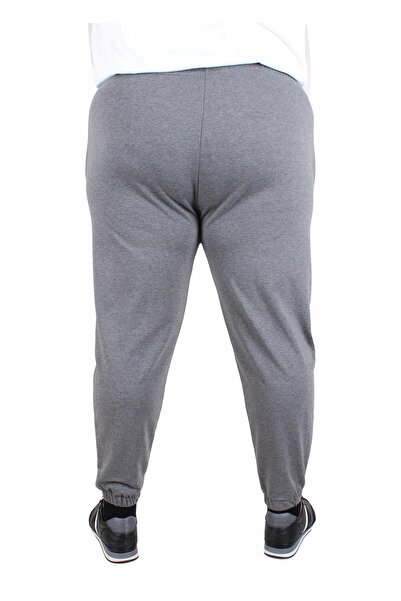 MocGrande Large Size Classic Sweatpants with Vertical Zipper 25501 Anthracite Melange