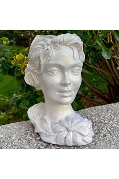 velve Vaza Spring Girl, Alb sidefat, 28 cm