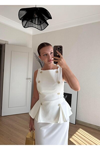 BAŞARAN White Vest with Buttons