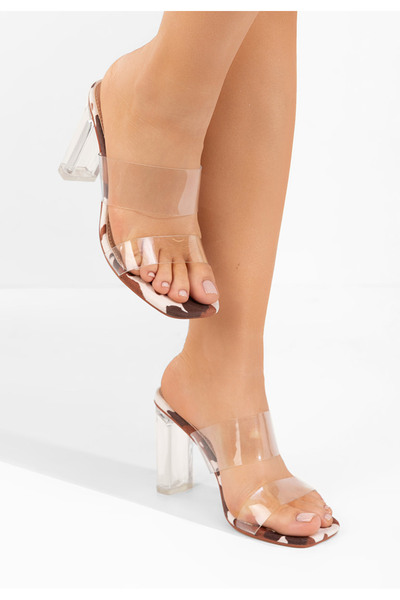 B T Shoes Hnedé lodičky na hrubém podpatku Veronika