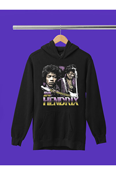 MAGORS سترة روك من القطن المطبوع بأكمام طويلة من جيمي هيندريكس مكونة من 3 خيوط