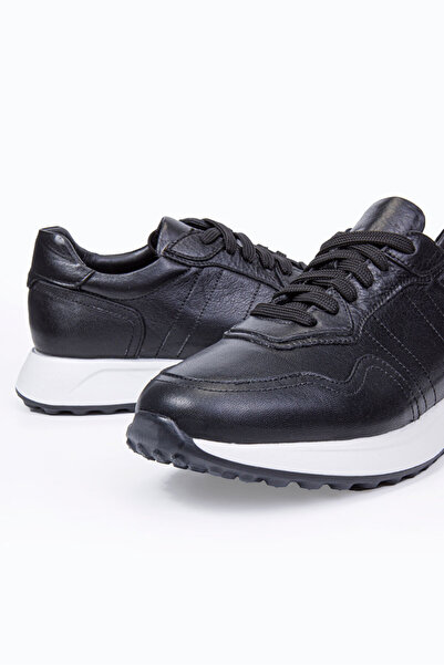 Vantaggio Savio Black Lace-Up 100% Genuine Leather Men's Sneaker Shoes