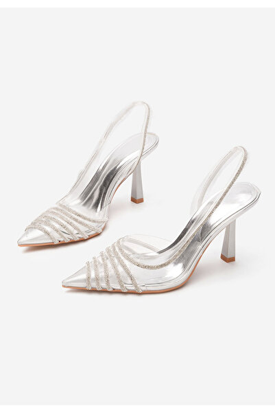 B T Shoes Střibrné lodičky do špičky Richy