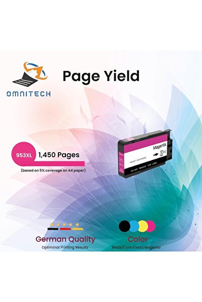 Generic Omni Tech 953XL Magenta Ink Cartridge - Compatible with Ink HP OfficeJet Pro 7720, 7730, 7740, 8210,