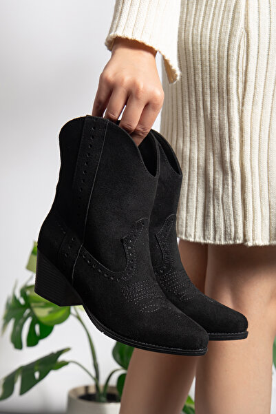 Mc vay Shoes Western semišové vyšívané dámské boty a kozačky na nízkém podpatku