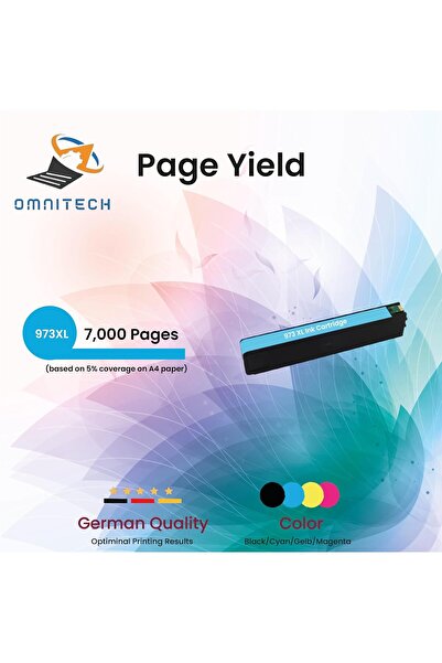 Generic 973XL Cyan Ink Cartridge - Compatible with Ink HP PageWide Pro 452, 477, 577, 552, PageWide P55250 (