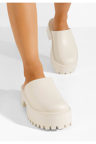 B T Shoes Béžové dámské dřeváky Ziora