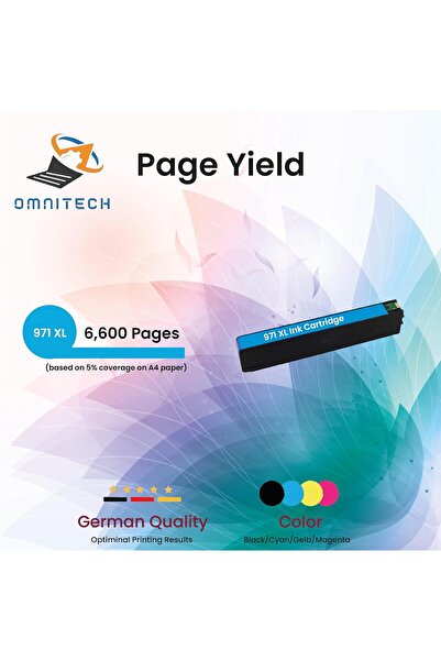 Generic 970XL 971XL Cyan Ink Cartridge - Compatible with HP OfficeJet Pro X476dn MFP, X451dw, X451dn, X551dw