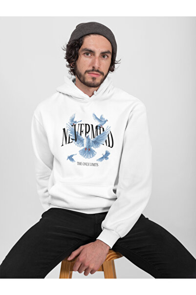 NEVERMIND Φούτερ με κουκούλα με σχέδιο πουλί – Unisex oversized Hoodie