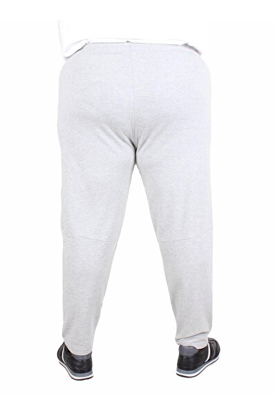 MocGrande Large Size Classic Sweatpants with Cross Zipper 25500 Gray Melange