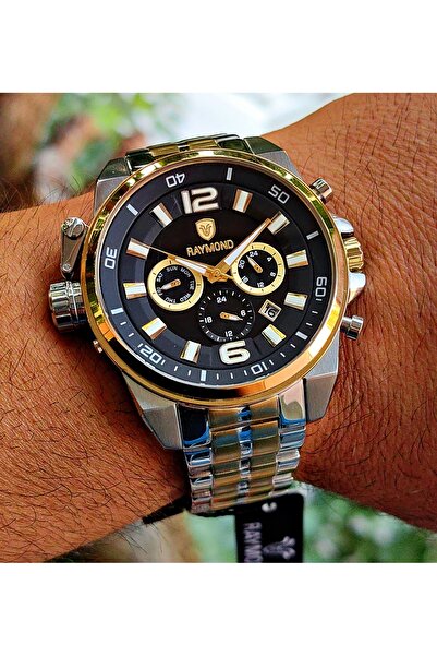 Raymond ساعة يد رجالية من الفولاذ بتصميم خاص